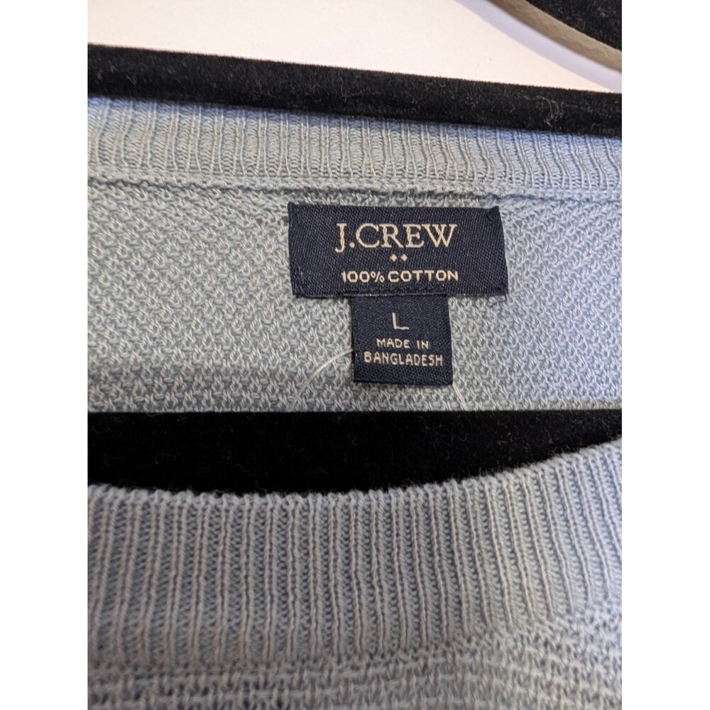 J.Crew Men's Cotton Crewneck Sweater-Tee Light Blue Textured Luxe Minimalist - Picture 5 of 5